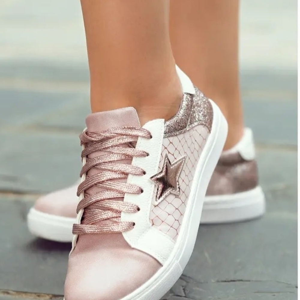 Stylish Pink and White Women's Sneakers